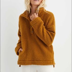 Aerie Sherpa Oversized Button Pullover